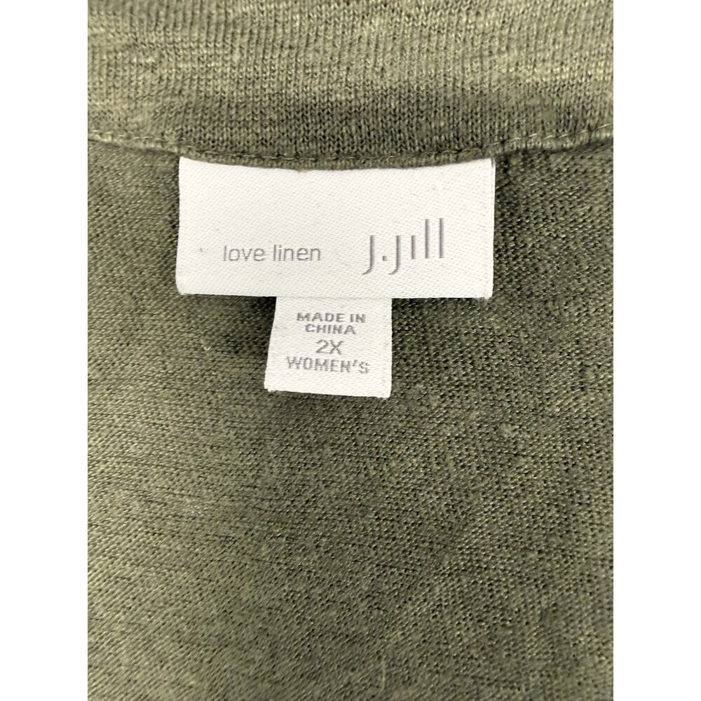 J Jill 2XL Duster Cardigan Linen Lightweight Green Open Knit Long Sweater - Picture 5 of 6